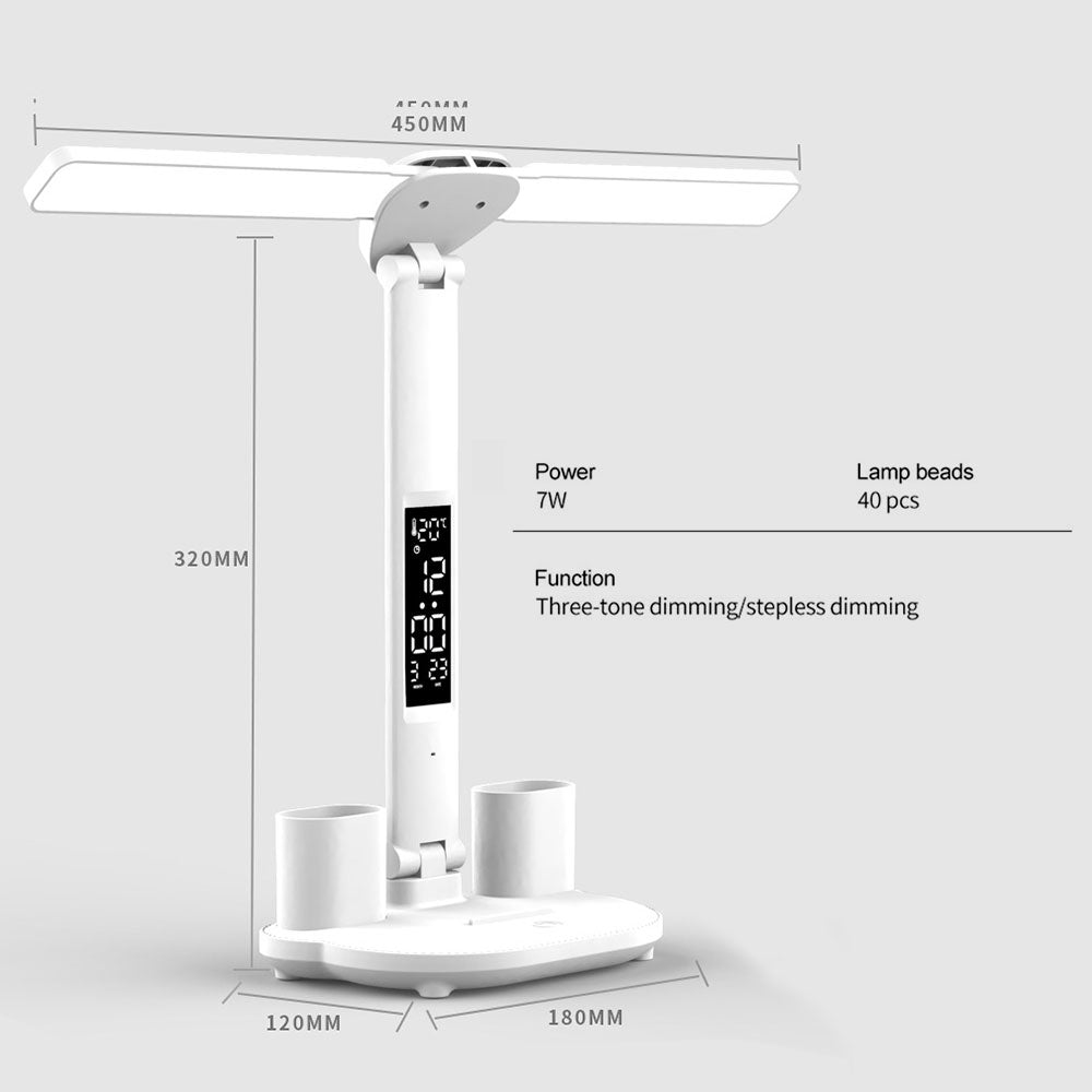 LED Desk Lamp,Multifunction Table Lamp With Calendar USB Night Light