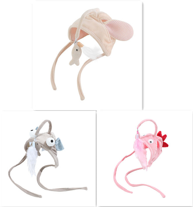 New Head Wearing Feather Funny Cat Stick