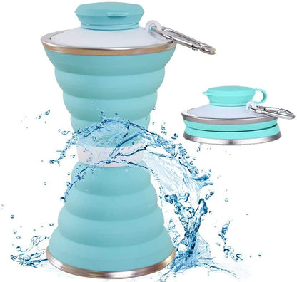 500ML Silicone Water Bottle Cup Foldable Leak Proof Portable Sports