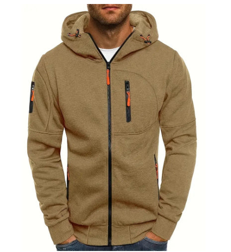Men's Casual Zipper Hooded Sweater Fitness Jackets Cardigan