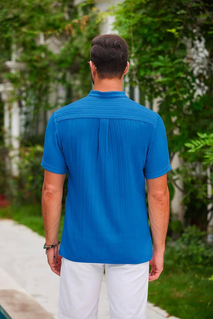 Summer Stand Collar Buttons Short Sleeve T-shirt Solid Color