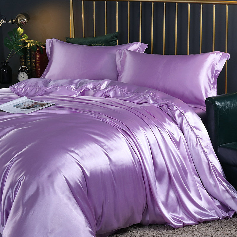 Summer Cool Quilt Cover Satin Sheet Ice Silk Four-piece Air Conditioner