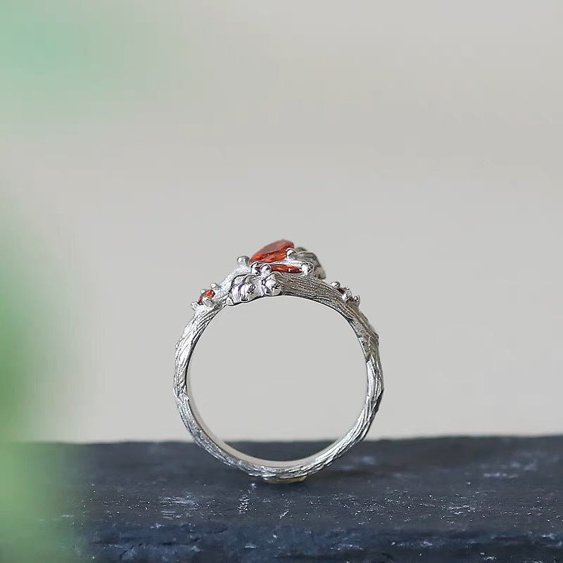 Fashion Jewelry Simple Cute Cat Claw Red Diamond Ring