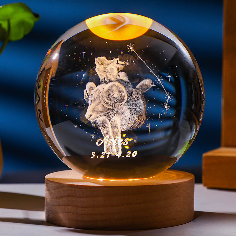 3D Constellation Crystal Ball Night Light Laser