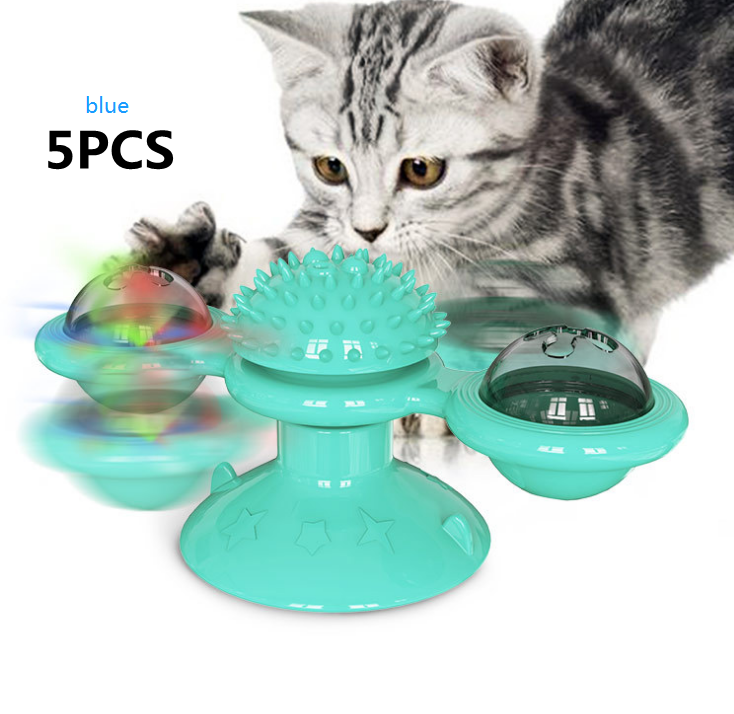 Cat Rotating Windmill Multi-Function Toys Itch Scratching Device Teeth Shining Toy