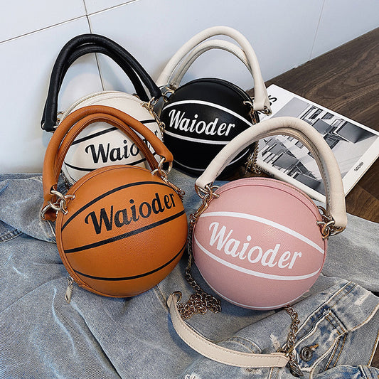 ﻿Basketball Shape Handbags and Purses for Women Chain Shoulder Crossbody Bag