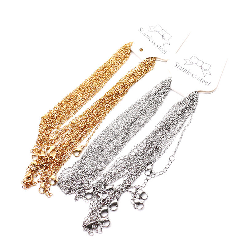 Stainless Steel Necklace Real Gold Electroplated O-shaped Flat Chain