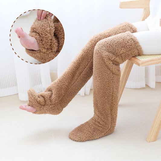 Over Knee High Fuzzy Long Socks Winter Warm Cold Leg Knee Joint