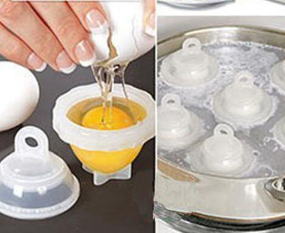 Hot 1 Set 7 Piece Hard Boil Egg Cooker 6 Eggies Without Shells