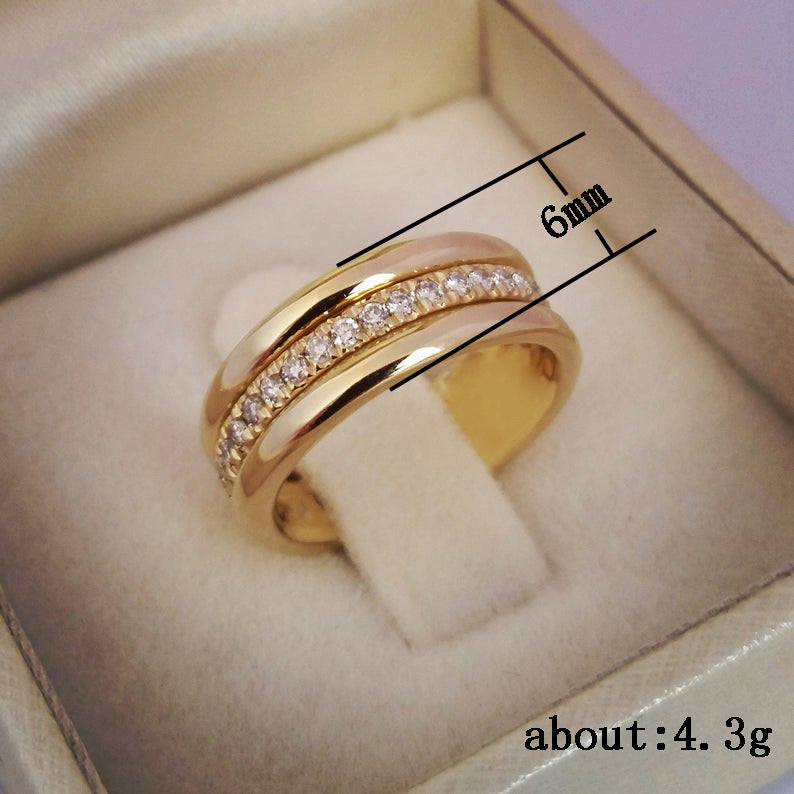 Simple Golden Sliver Rhinestones Ring Fashion