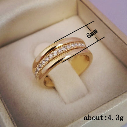 Simple Golden Sliver Rhinestones Ring Fashion