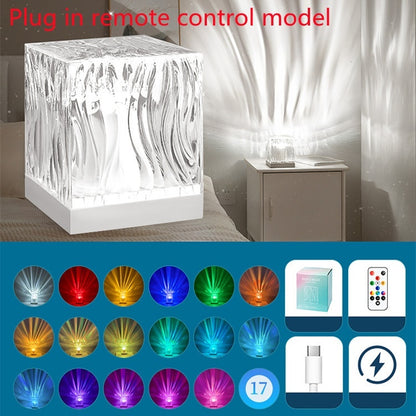 LED Water Ripple Ambient Night Light USB Rotating
