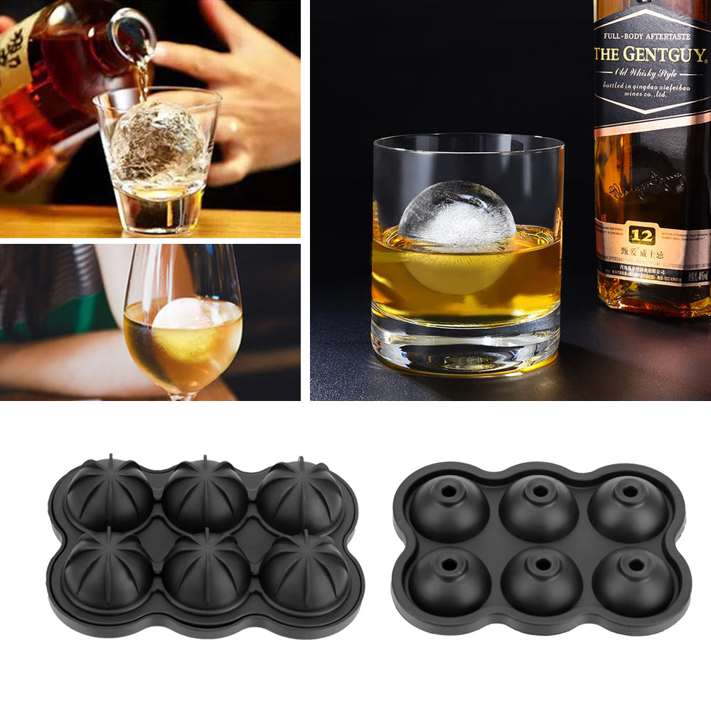 Large Ice Cube Maker Silicone Mold 6 Cell Big Sphere Ice Ball Tray