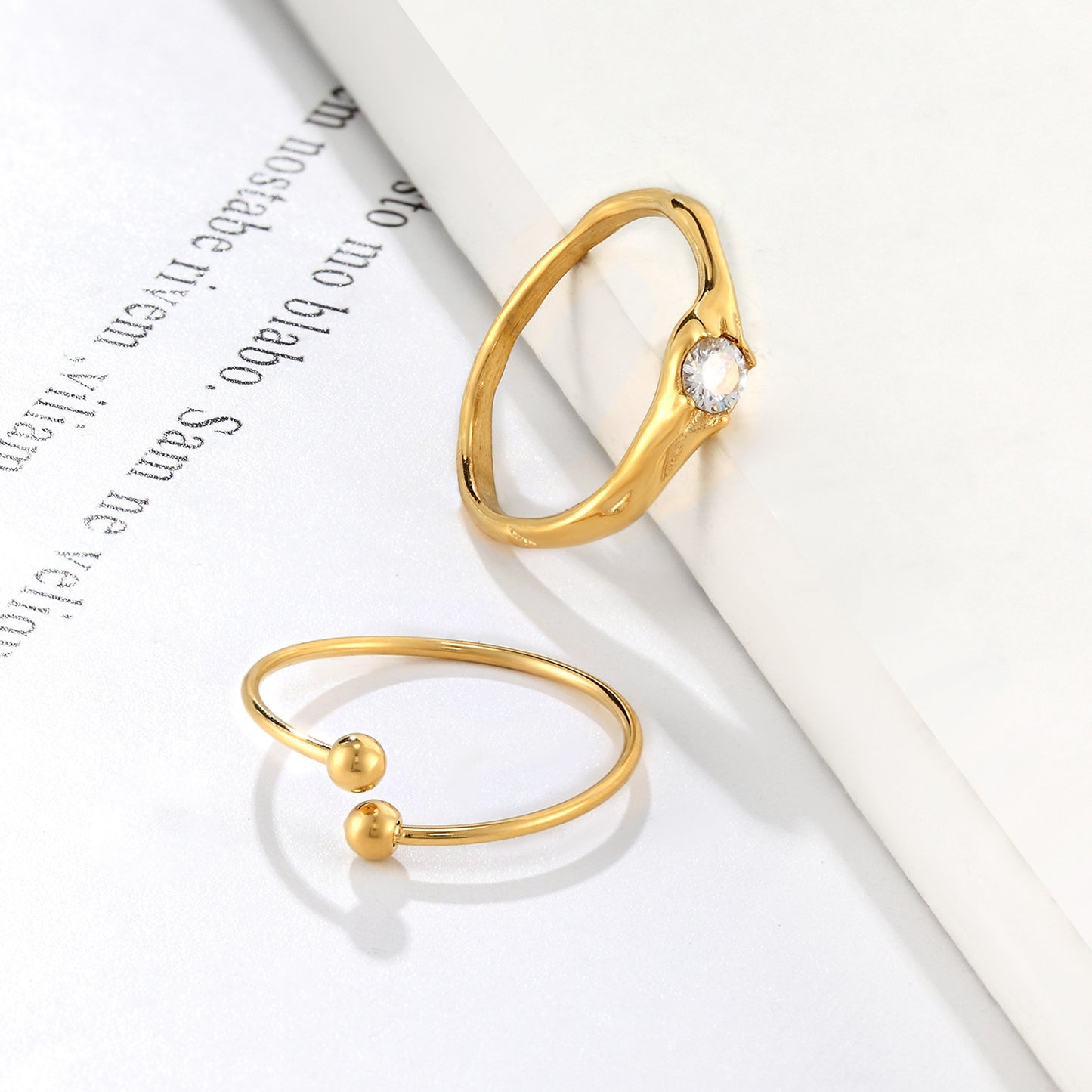 Gold Titanium Steel Ring Women's  Geometric Ring
