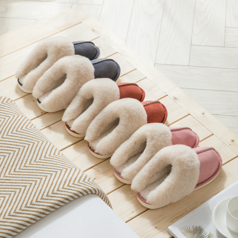 Suede cotton slippers