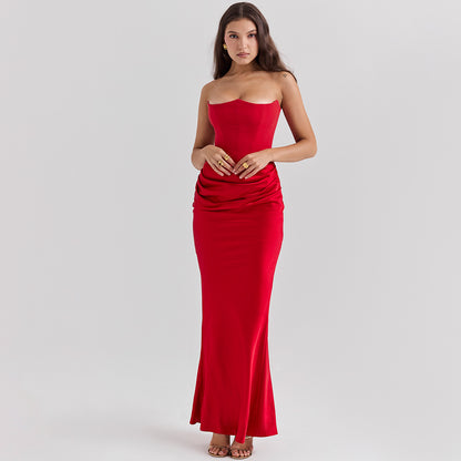 Slim Tube Top Long Dress Sexy Fashion Bandeau Backless