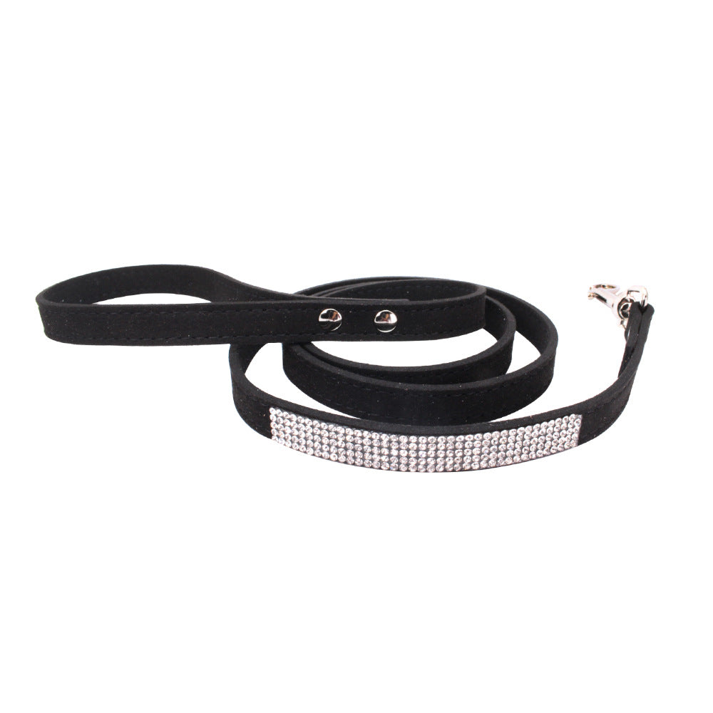 Adjustable Suede Leather Dog Collar Leash Set