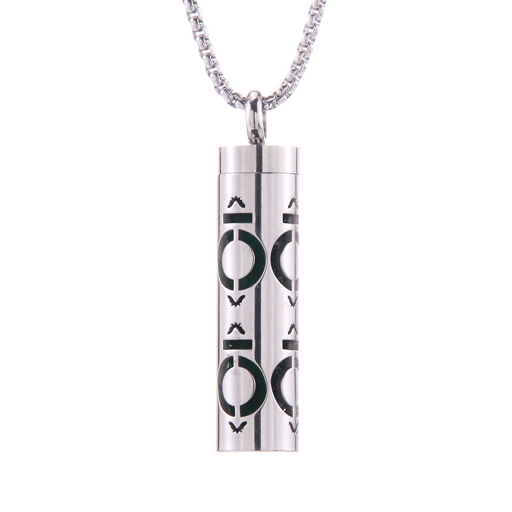 Cylinder Love Aromatherapy Pendant Perfume Essential Oil Stainless Steel Necklace