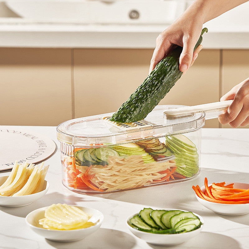 Multifunction Vegetable Cutter With Basket And Brush Portable Slicer