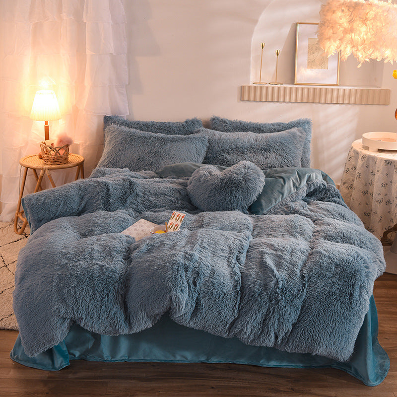 ﻿Luxury Thick Fleece Duvet Queen King Winter Warm Bed Quilt Cover Pillowcase