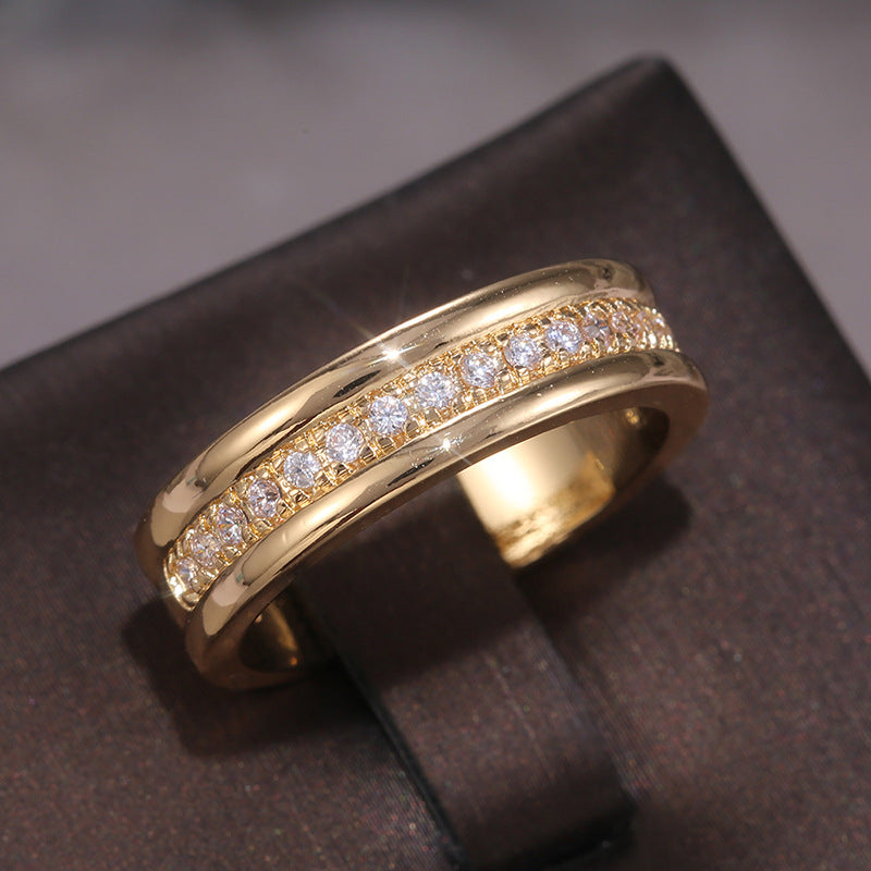 Simple Golden Sliver Rhinestones Ring Fashion