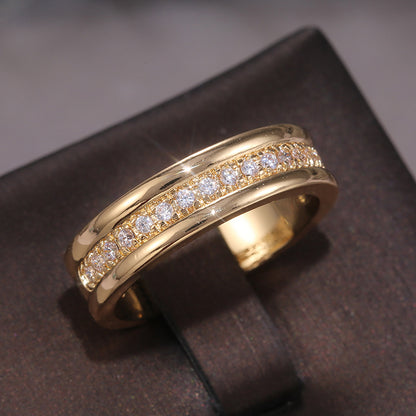 Simple Golden Sliver Rhinestones Ring Fashion