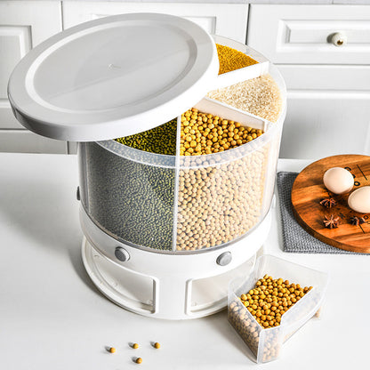 Food Storage Box Rotatable Multi-functional Dividing Rice Bucket