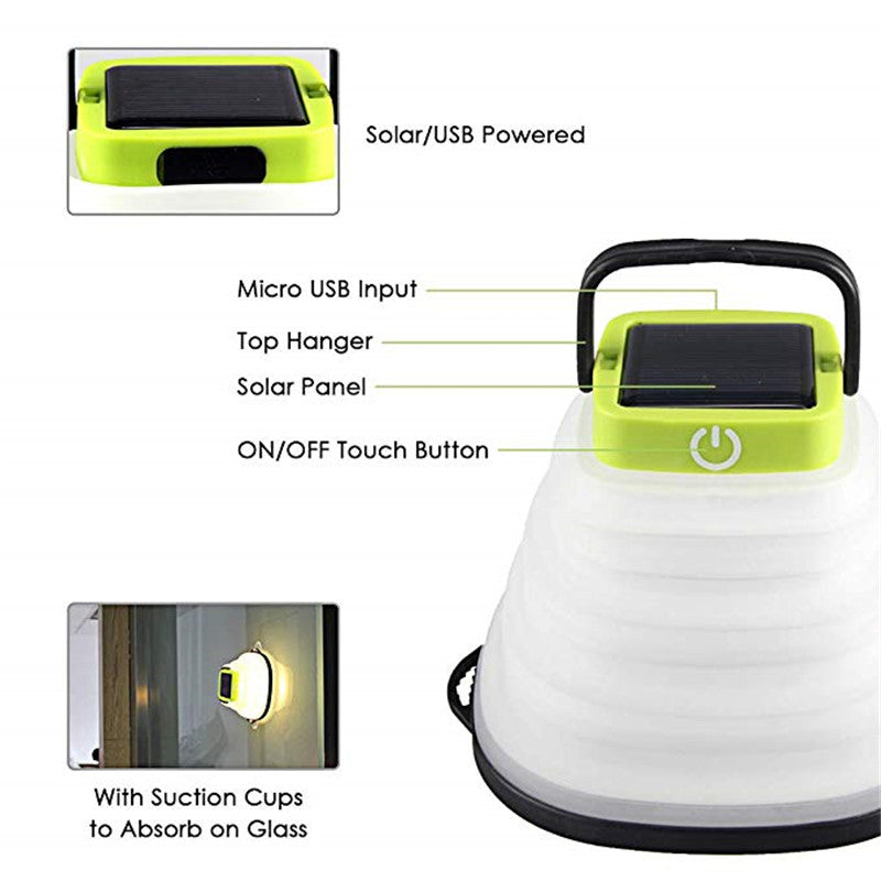 Collapsible Camping Light IP68 Waterproof Solar Foldable Lantern Solar