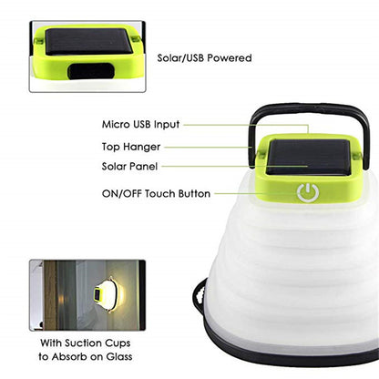 Collapsible Camping Light IP68 Waterproof Solar Foldable Lantern Solar