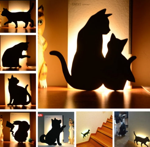 LED Animal Dog Cat Shape Night Light Sensor