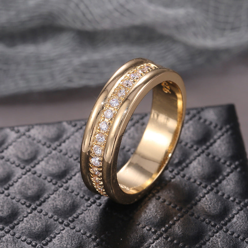 Simple Golden Sliver Rhinestones Ring Fashion