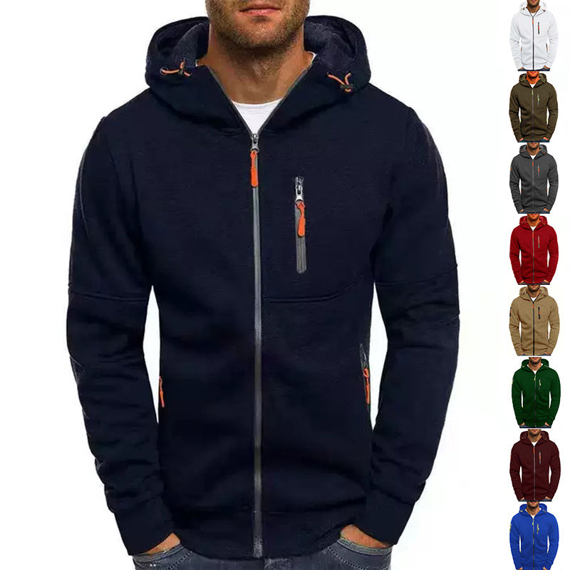 Men's Casual Zipper Hooded Sweater Fitness Jackets Cardigan