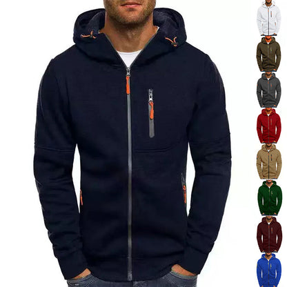 Men's Casual Zipper Hooded Sweater Fitness Jackets Cardigan