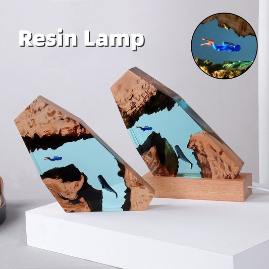 Cavern Whale Diver Tabletop Lamp Decoration Marine Art