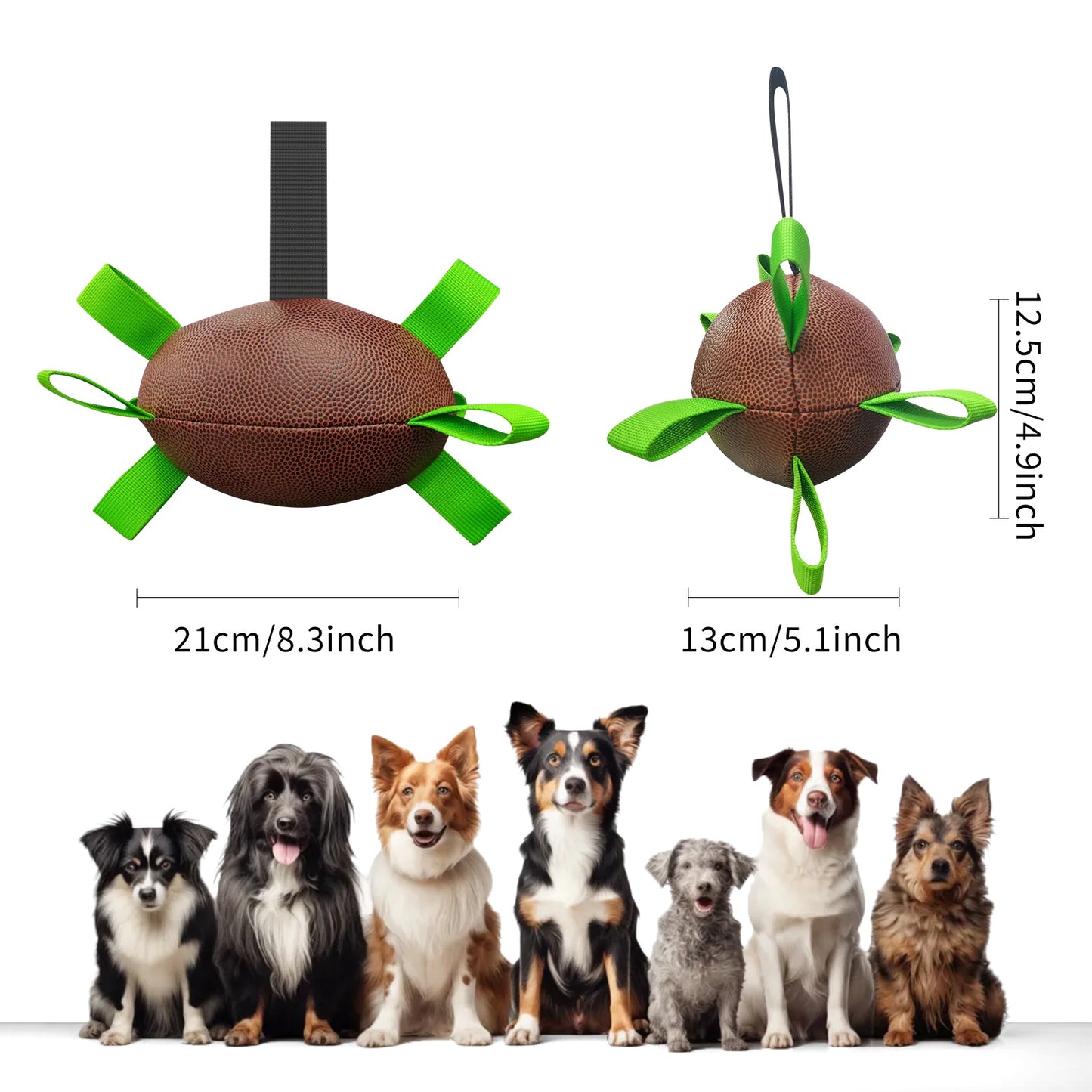 Dog Rugby Football With Strapes, Interactive Dog Toys