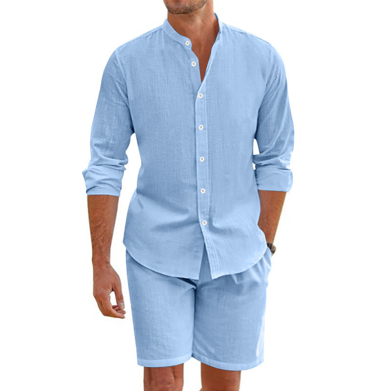 Summer Short Shirt Suit Fashion Lapel Beach Clothing