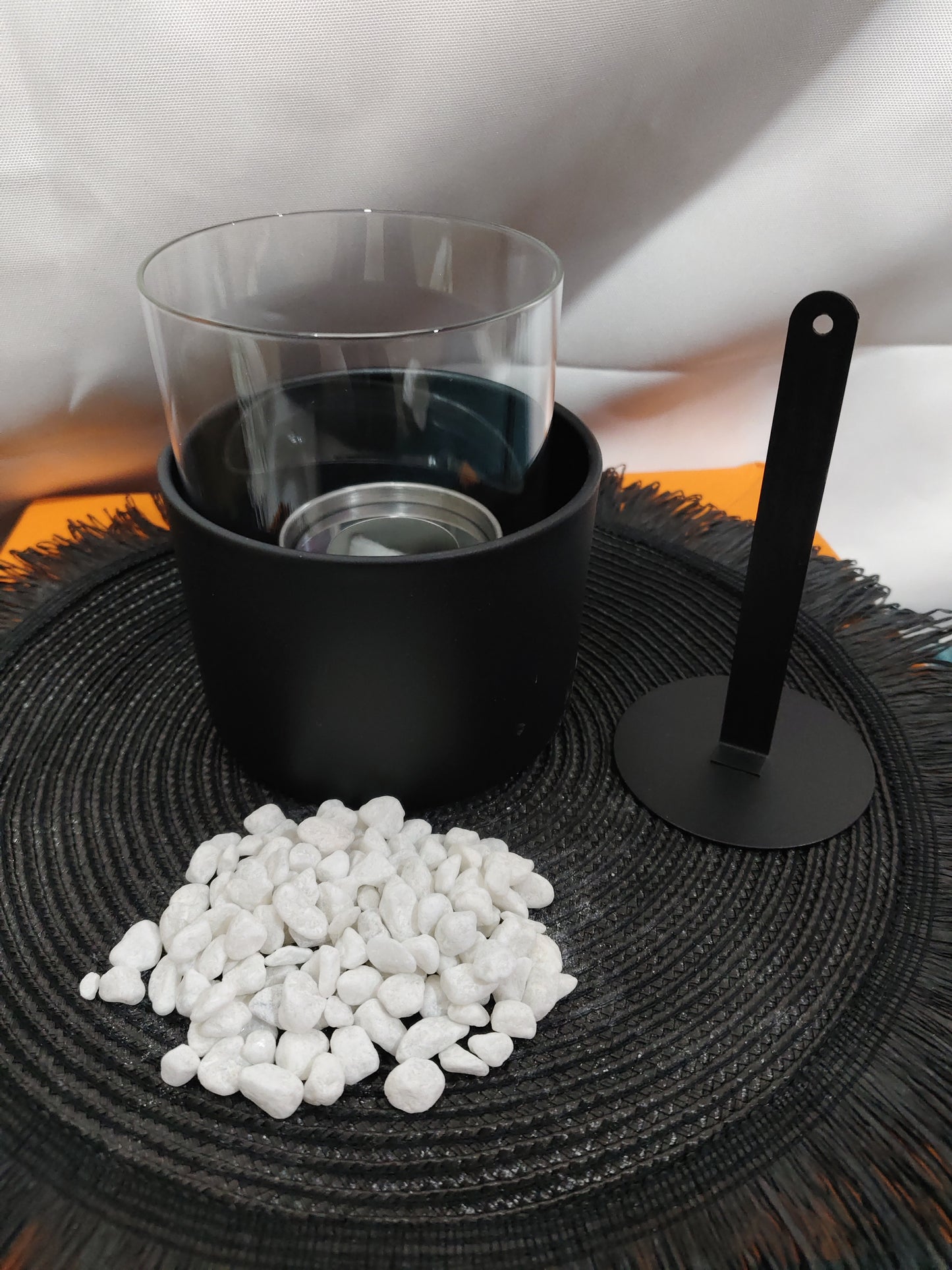 Portable Glass Decorative Alcohol Fireplace Table Lamp Desktop