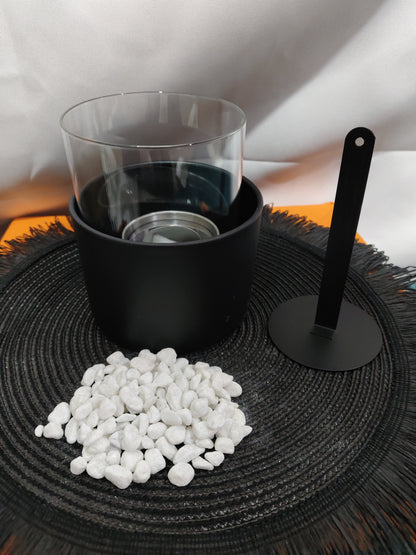 Portable Glass Decorative Alcohol Fireplace Table Lamp Desktop