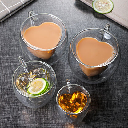 Heart-shaped Glass Clear Double Tumbler