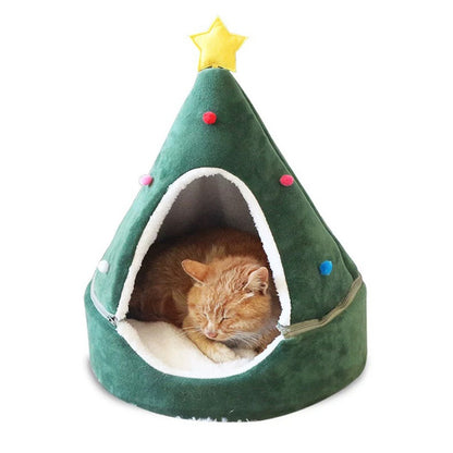 Christmas Tree Pet Bed Winter Warm Pet Nest