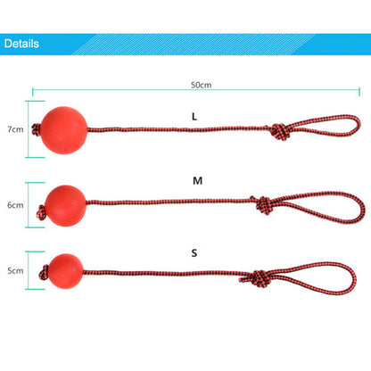 Bite resistant rubber ball with rope solid elastic