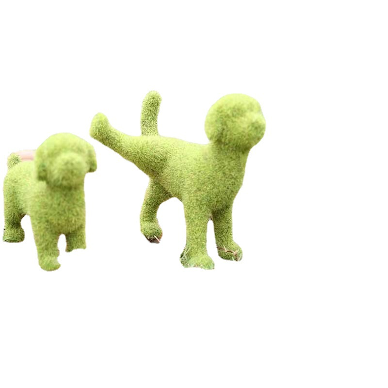 Decorative Peeing Dog in 4 Styles Green Artificial