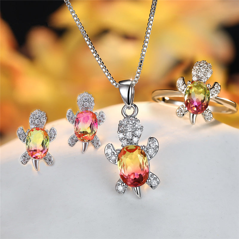 Fashion Oval Zircon Pendant Turtle Shape Necklaces