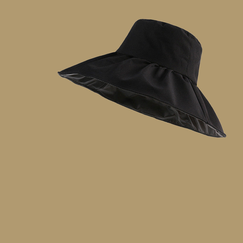 Women's Black Rubber Anti-ultraviolet Fisherman Hat