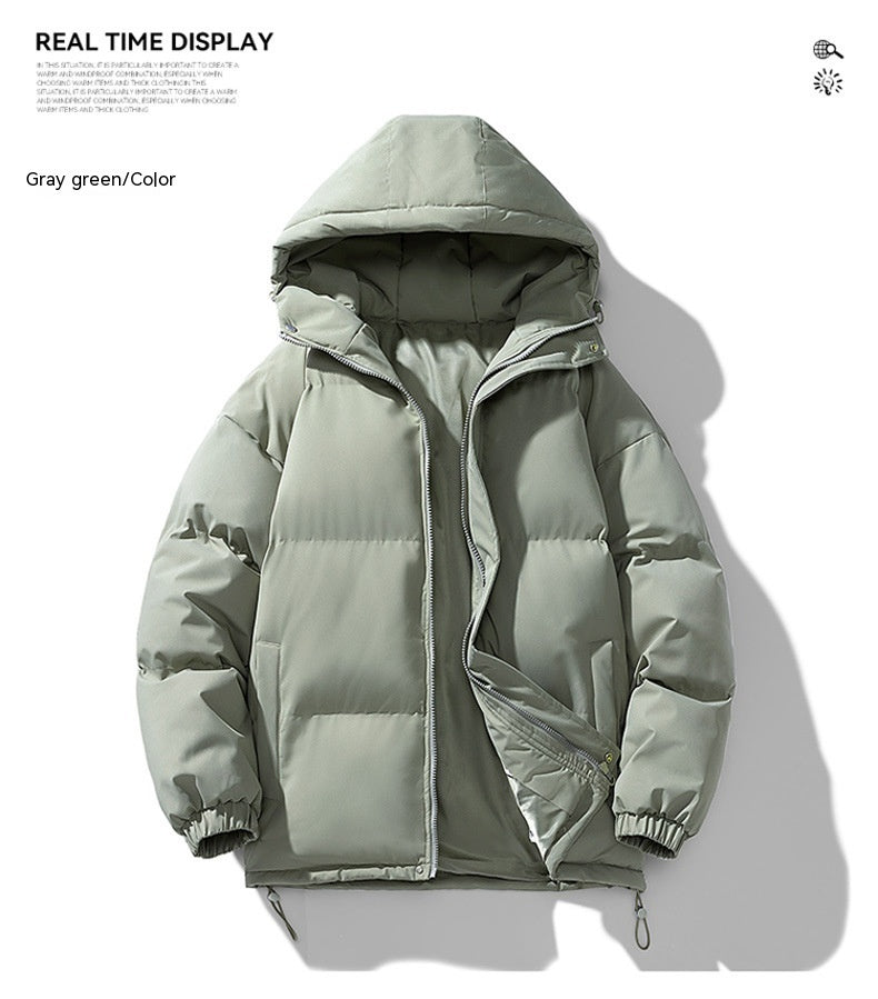 Men's Hoodie Coat Winter Fashion Solid ZIp-up Thickened Jacket