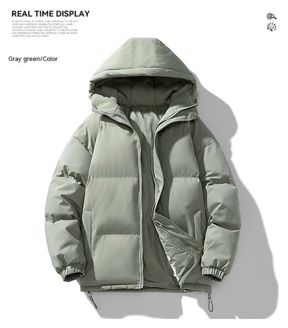 Men's Hoodie Coat Winter Fashion Solid ZIp-up Thickened Jacket
