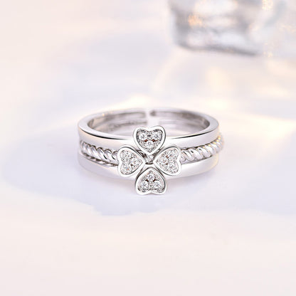 Ring Four-Leaf Clover Ring For Women Split Three-In-One