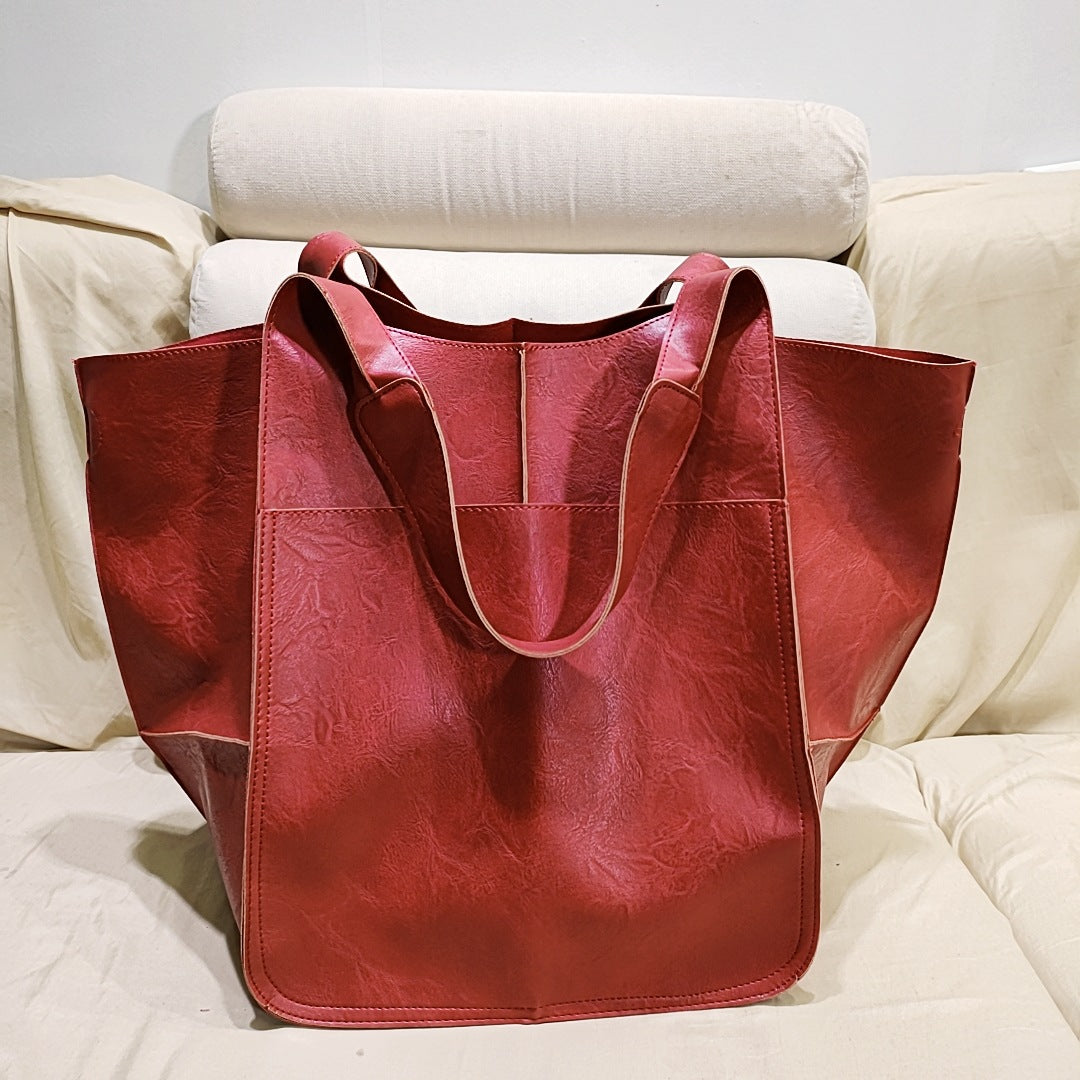 Soft Leather Large Capacity One-shoulder Tote Bag