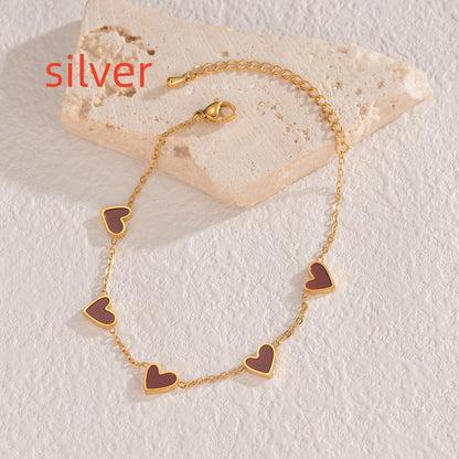 Ins Love Bracelet  Stainless Steel Dripping Heart Bracelet