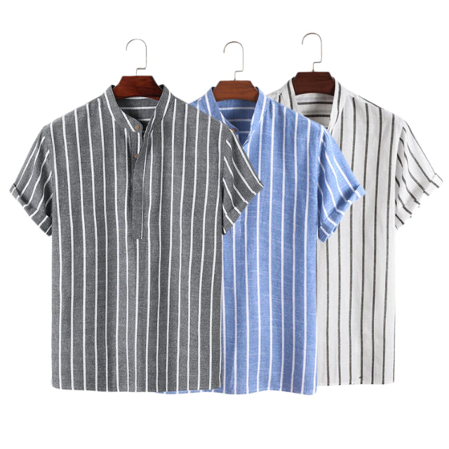 Fashion Striped Casual Men's Shirt Short Sleeve